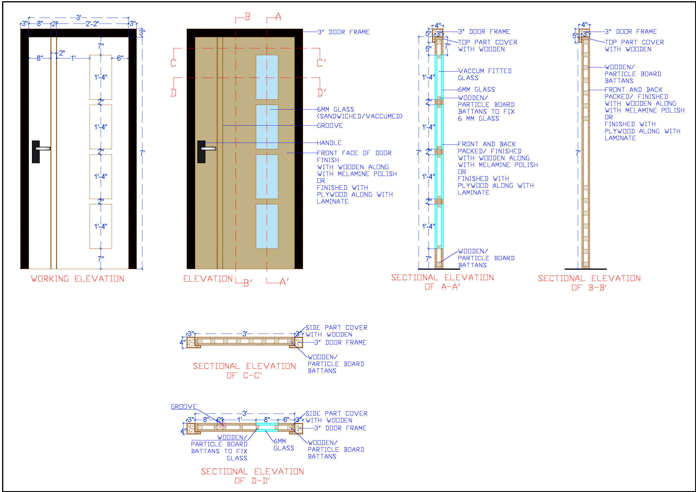 Wood and Glass Door DWG for Modern Interiors